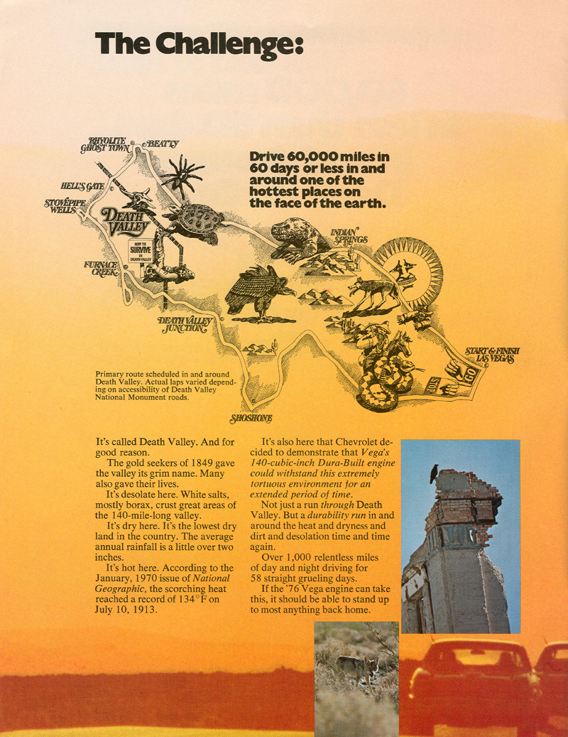 1976 Chevrolet Vega At Death Valley Brochure Page 2